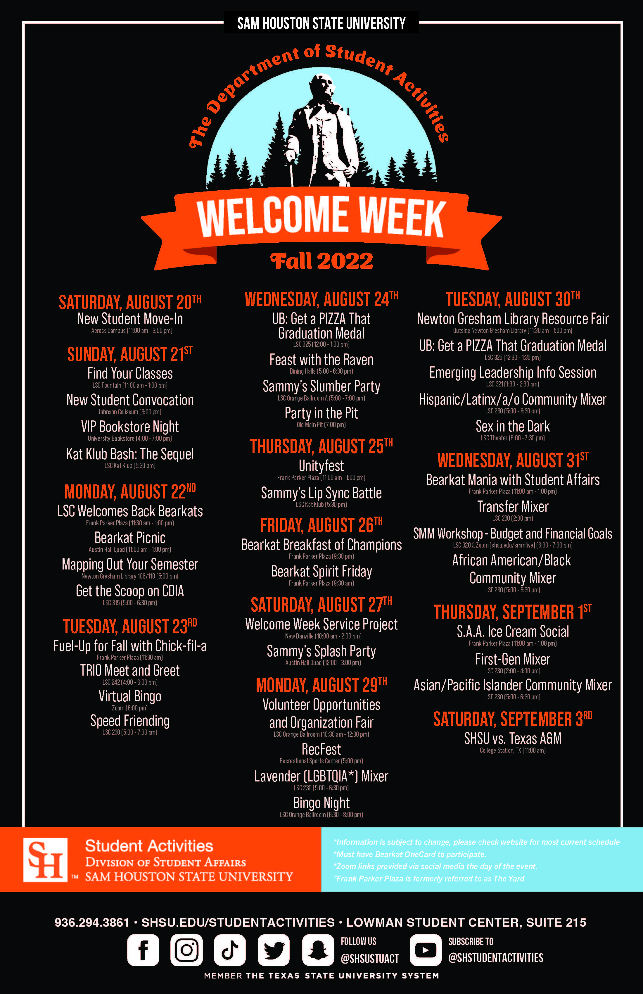 Week Special Events Sam Houston State University